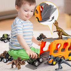 3 Dino Figures & 3 Monster Cars Light & Sound Friction Toy Set