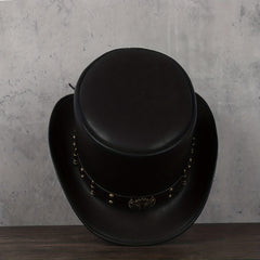 Leather Top Hat President Traditional Fedoras Magician Steampunk Cosplay Cap
