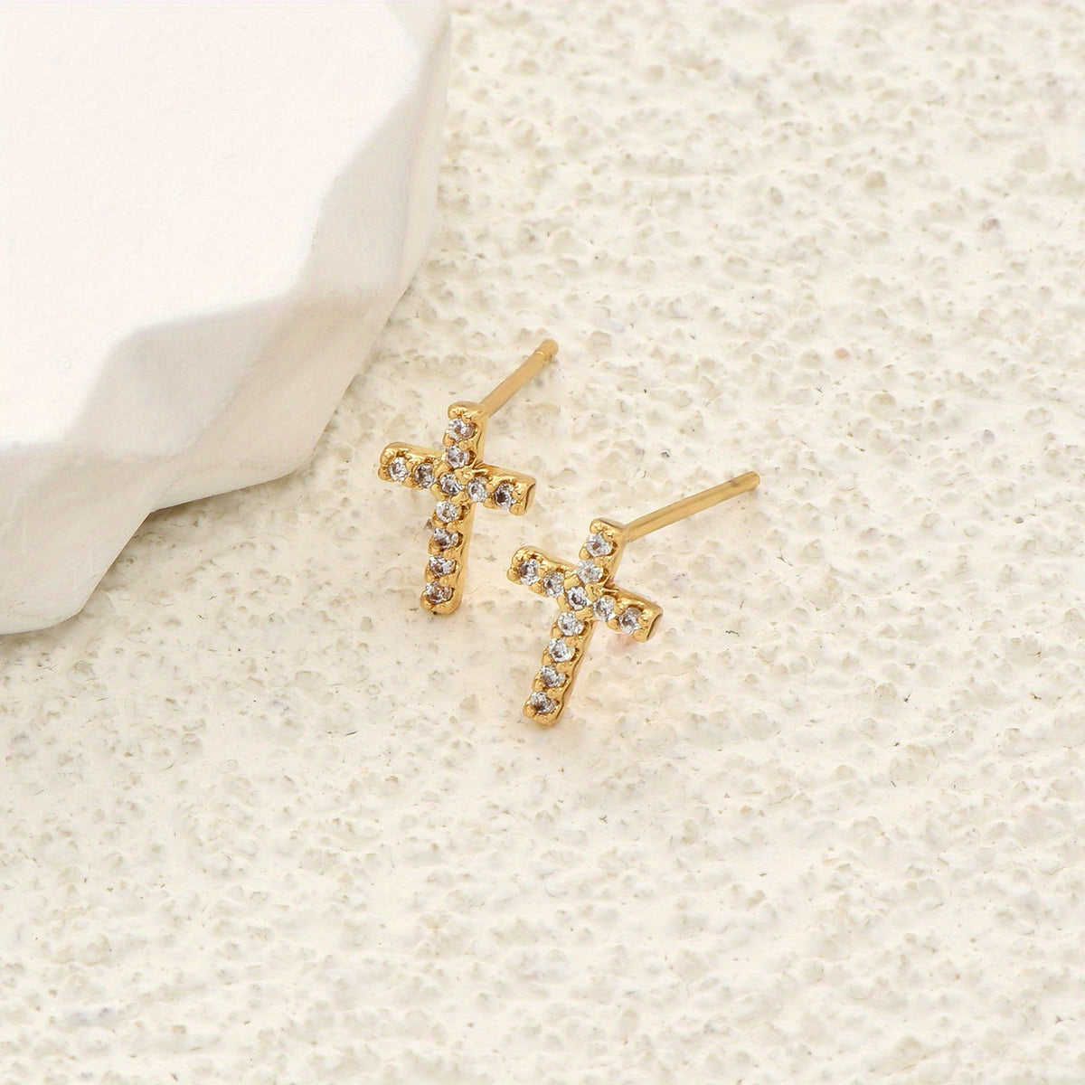Zircon Cross Stud Earrings Retro Copper Jewelry Gift