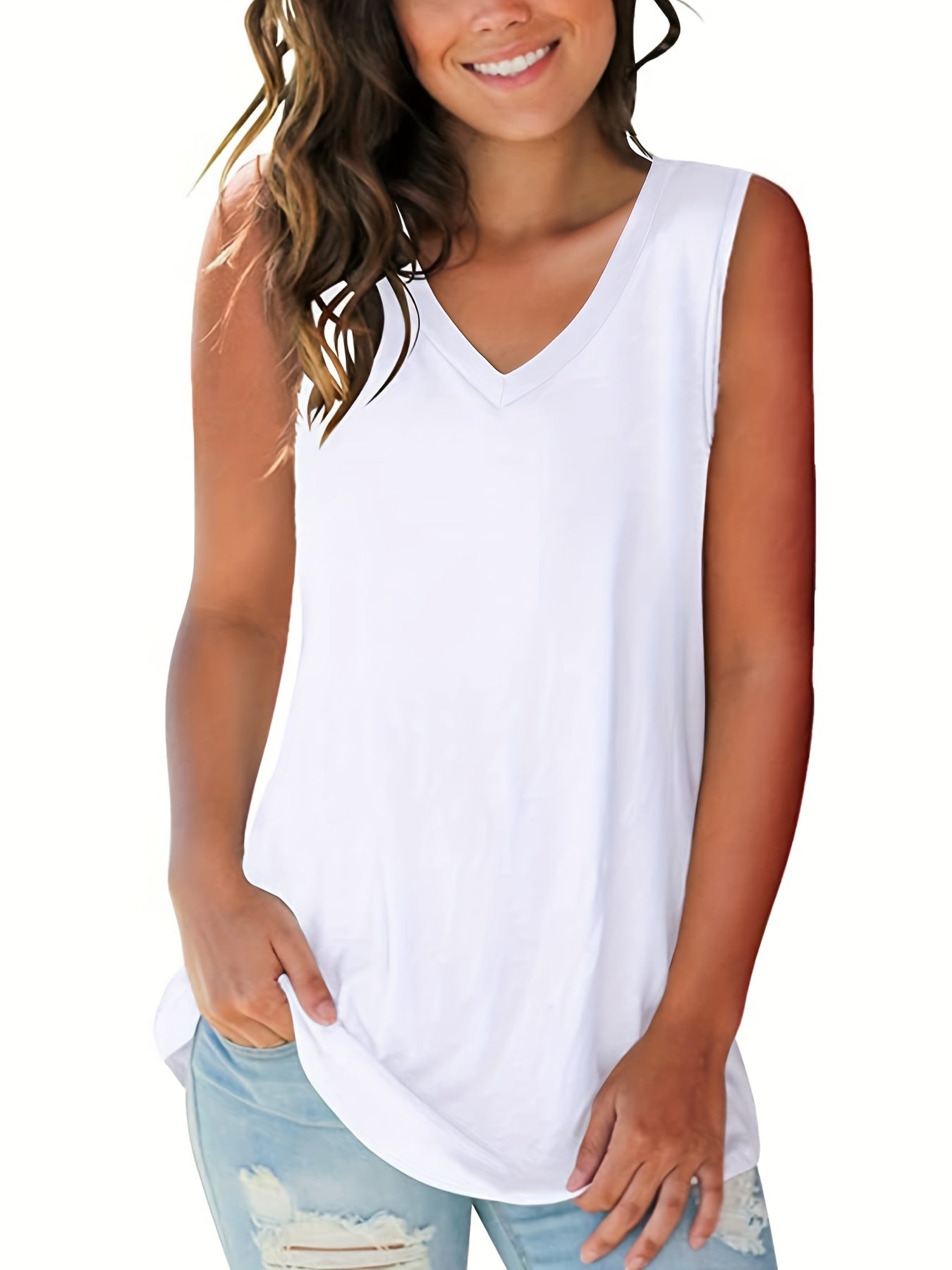Women's Sleeveless V Neck Tank Top for Spring & Summer