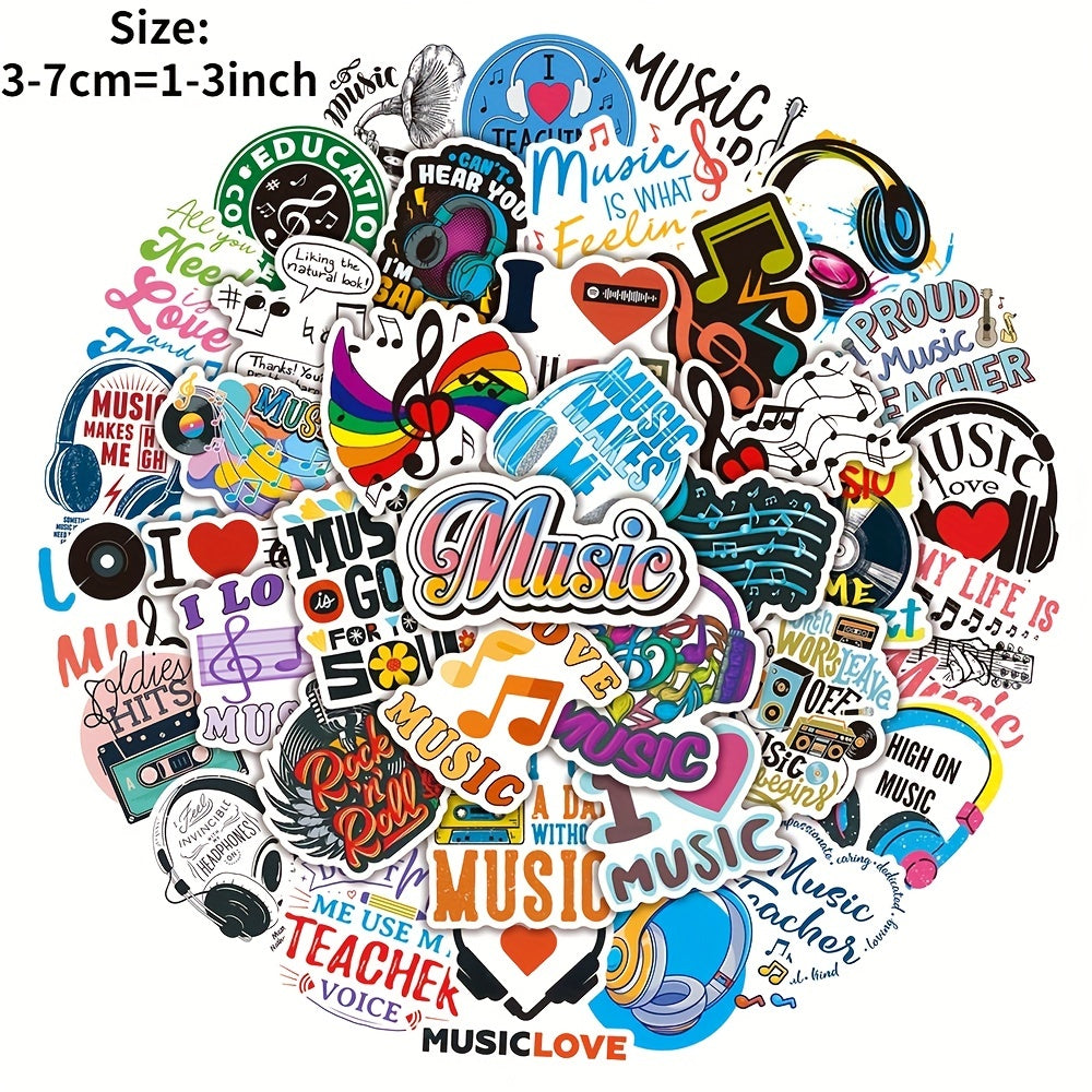50Pcs Music Doodle Stickers, Waterproof Decorative Stickers for Phone Lap