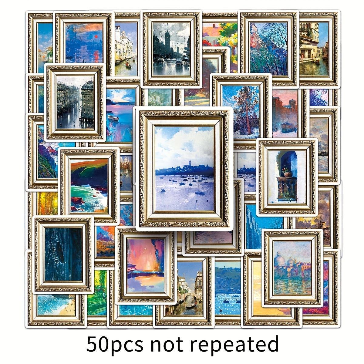 50pcs Painting Art Scenery Graffiti Stickers Waterproof Decorative Stickers
