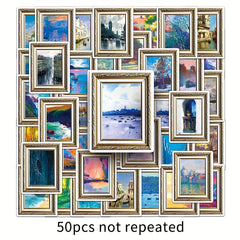 50pcs Painting Art Scenery Graffiti Stickers Waterproof Decorative Stickers