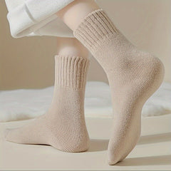 6 Pairs Plush Lined Mid Tube Socks for Women