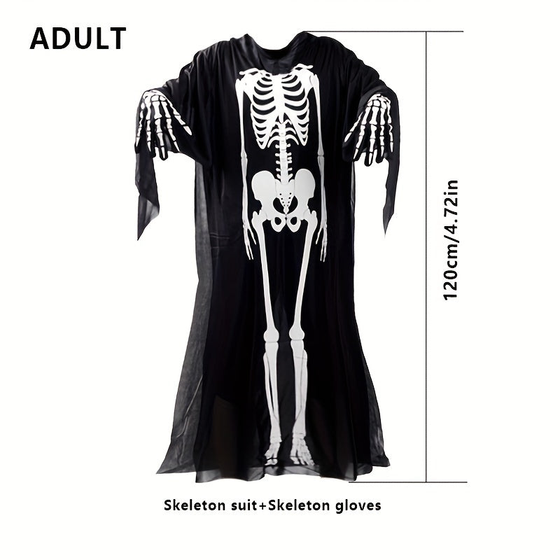Horror Skeleton Ghost Costume Set with Gloves