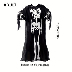 Horror Skeleton Ghost Costume Set with Gloves