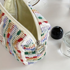 Colorful Woven Comestic Bag Large Capacity Wash Bag Travel Handbag