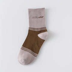 5 Pairs Letter Print Socks Comfy Sports Stockings