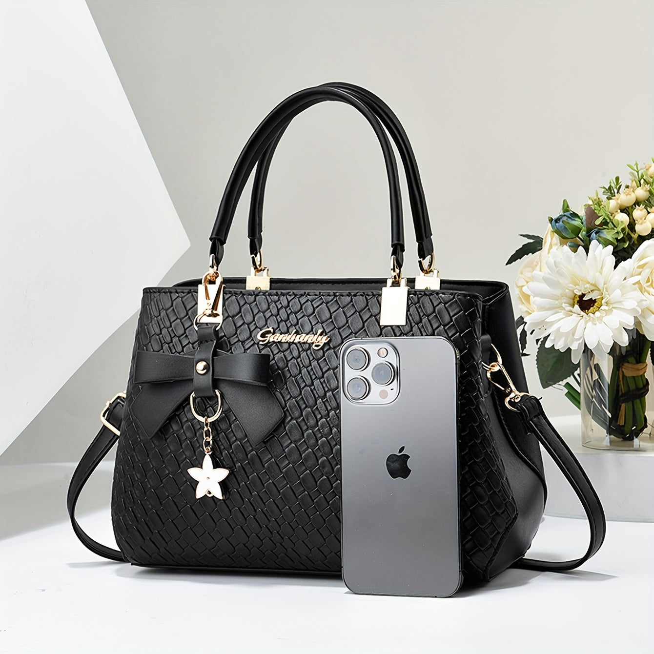 Women's Faux Leather Satchel Bag Set