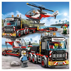 City Bricks Heavy Cargo Transport Helicopter Truck Building Blocks Toys