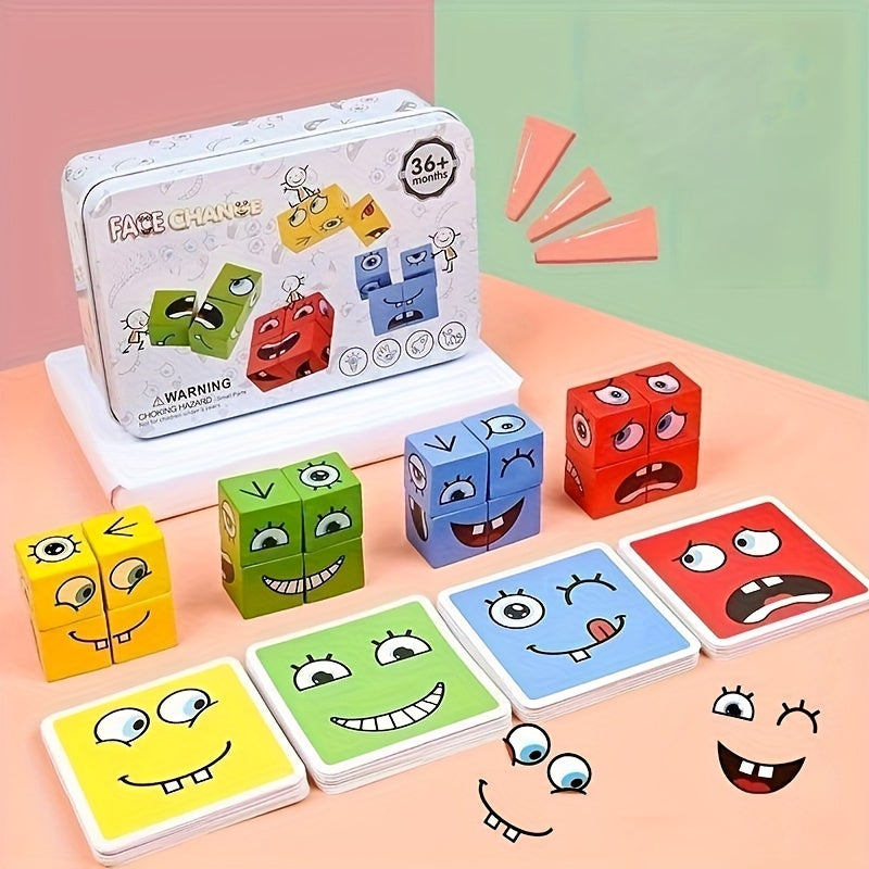 Wooden Face Changing Puzzle Board Game for Children