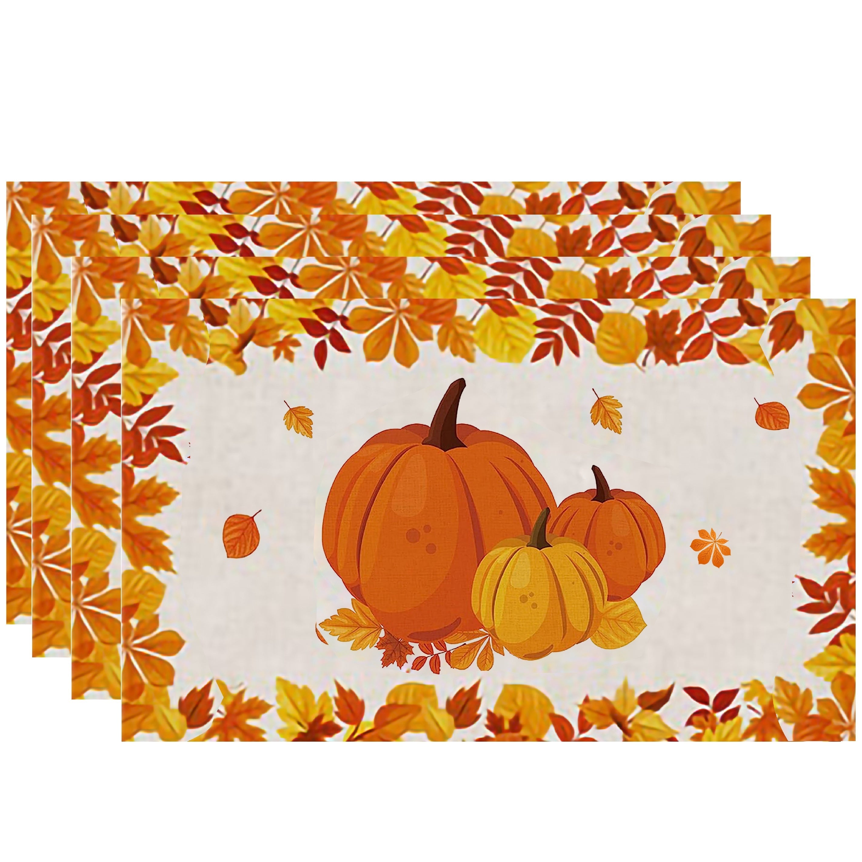 4pcs Colorful Halloween Autumn Pumpkin Placemats Heat Insulation Table Mat