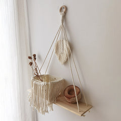 Macrame Wall Hanging Plant Decor Rope Boho Shelving