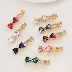 Bowknot Crystal Hair Clip Non slip Duck Billed Clip Female Side Clip