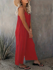  V Neck Wide Leg Summer Jumpsuit