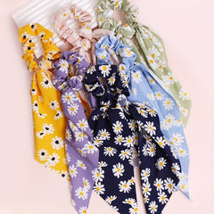 6pcs Daisy Pattern Prints Hairband Scrunchies for Women