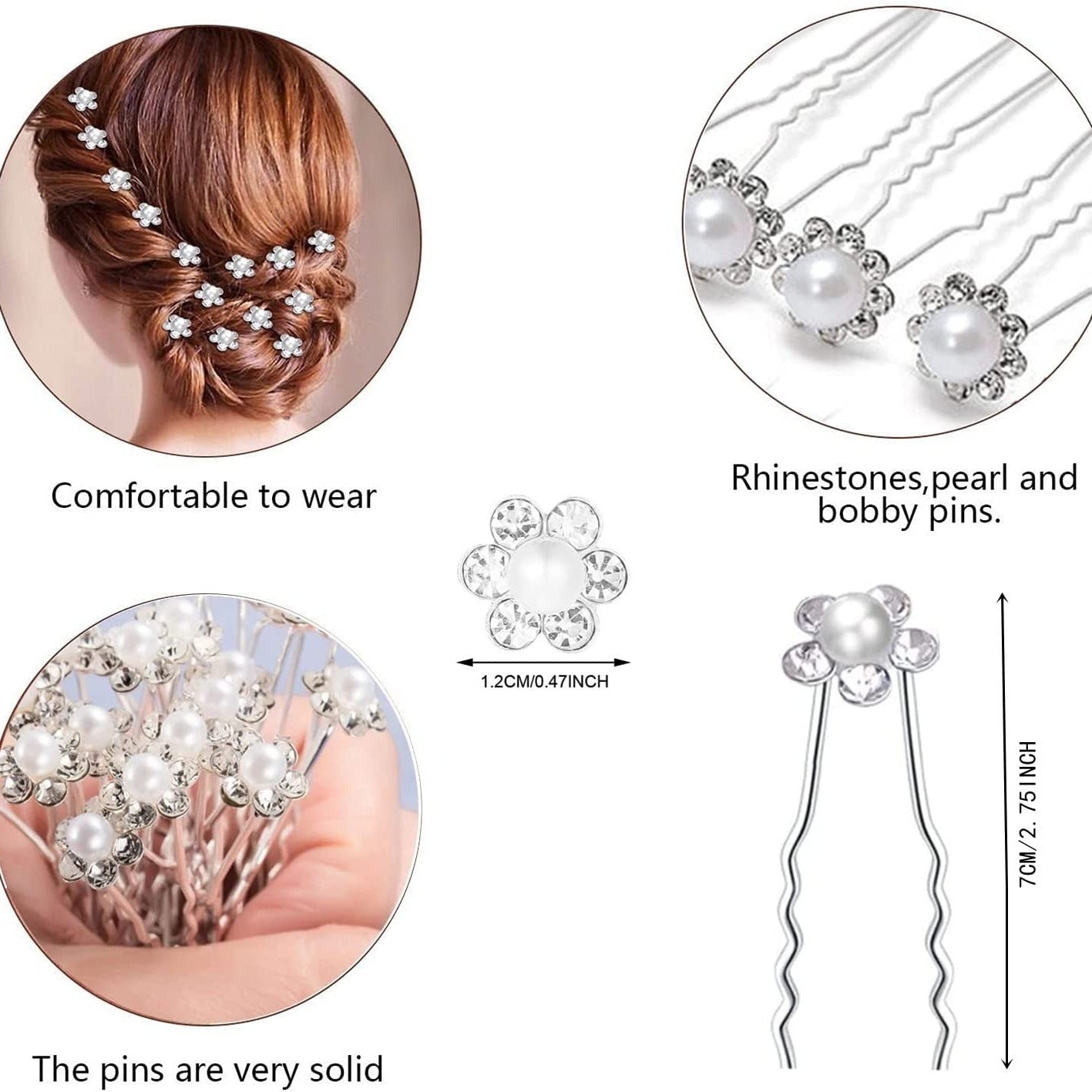 20pcs Bridal Flower Crystal Hair Pins Clips Wedding Pearl Hair Pins