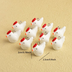 10pcs Cartoon Animal Rooster Pendants DIY Bracelet Necklace Accessories