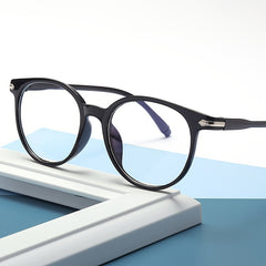 Round Frame Clear Lens Glasses Rivet Decor Eyewear