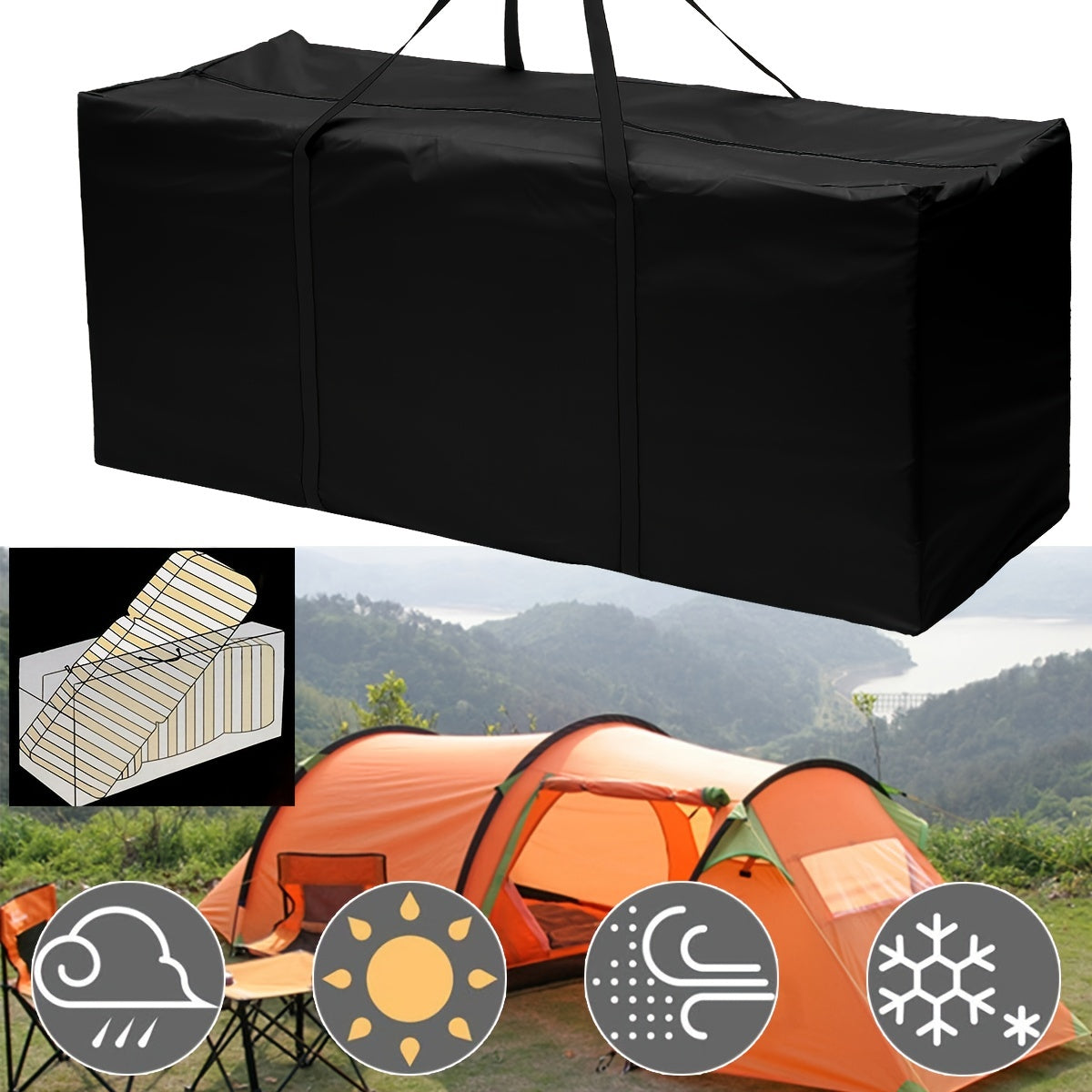 Waterproof 210D Oxford Fabric Storage Bag for Furniture Cushions