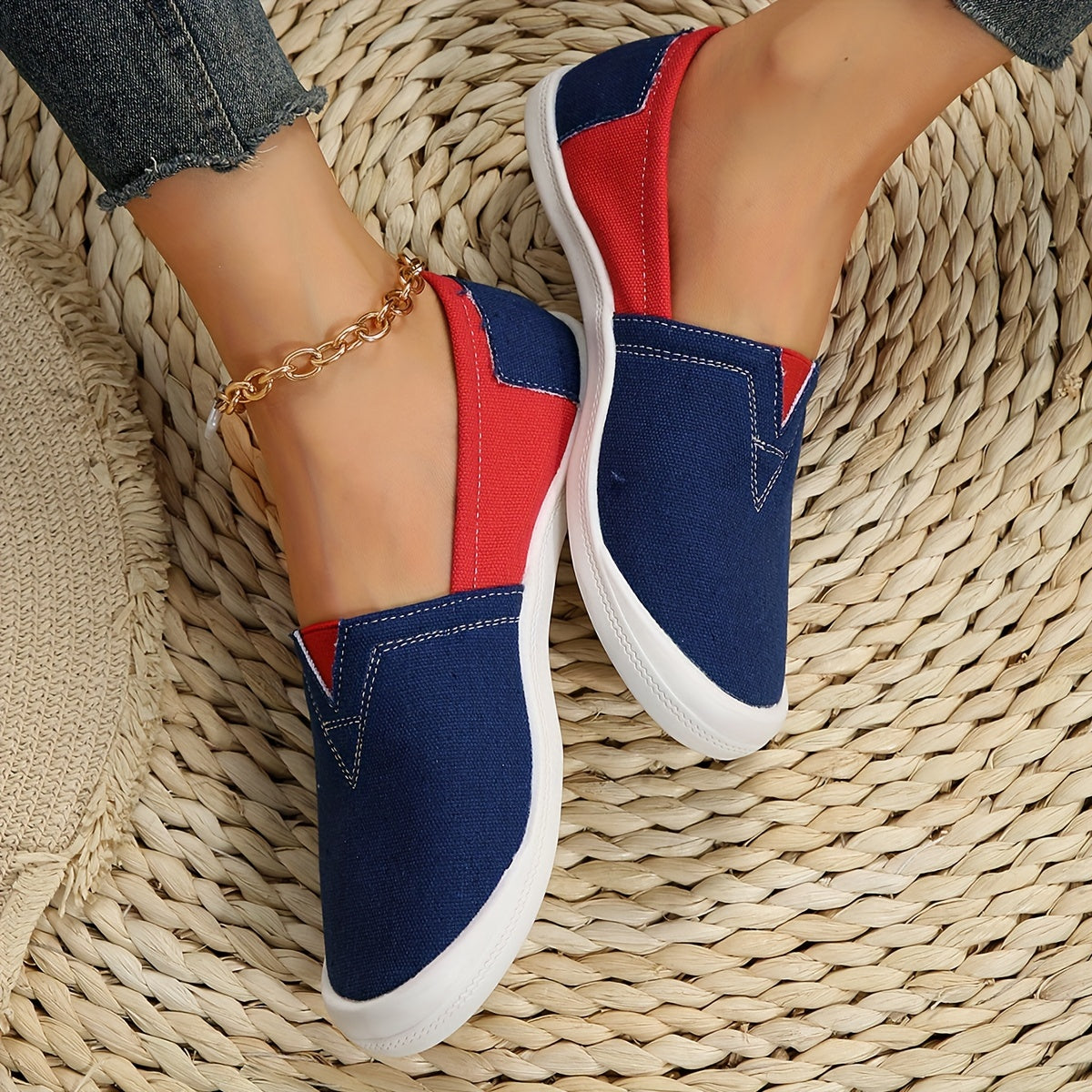 Women's Casual Canvas Slip-On Shoes Lightweight Low Top Sneakers