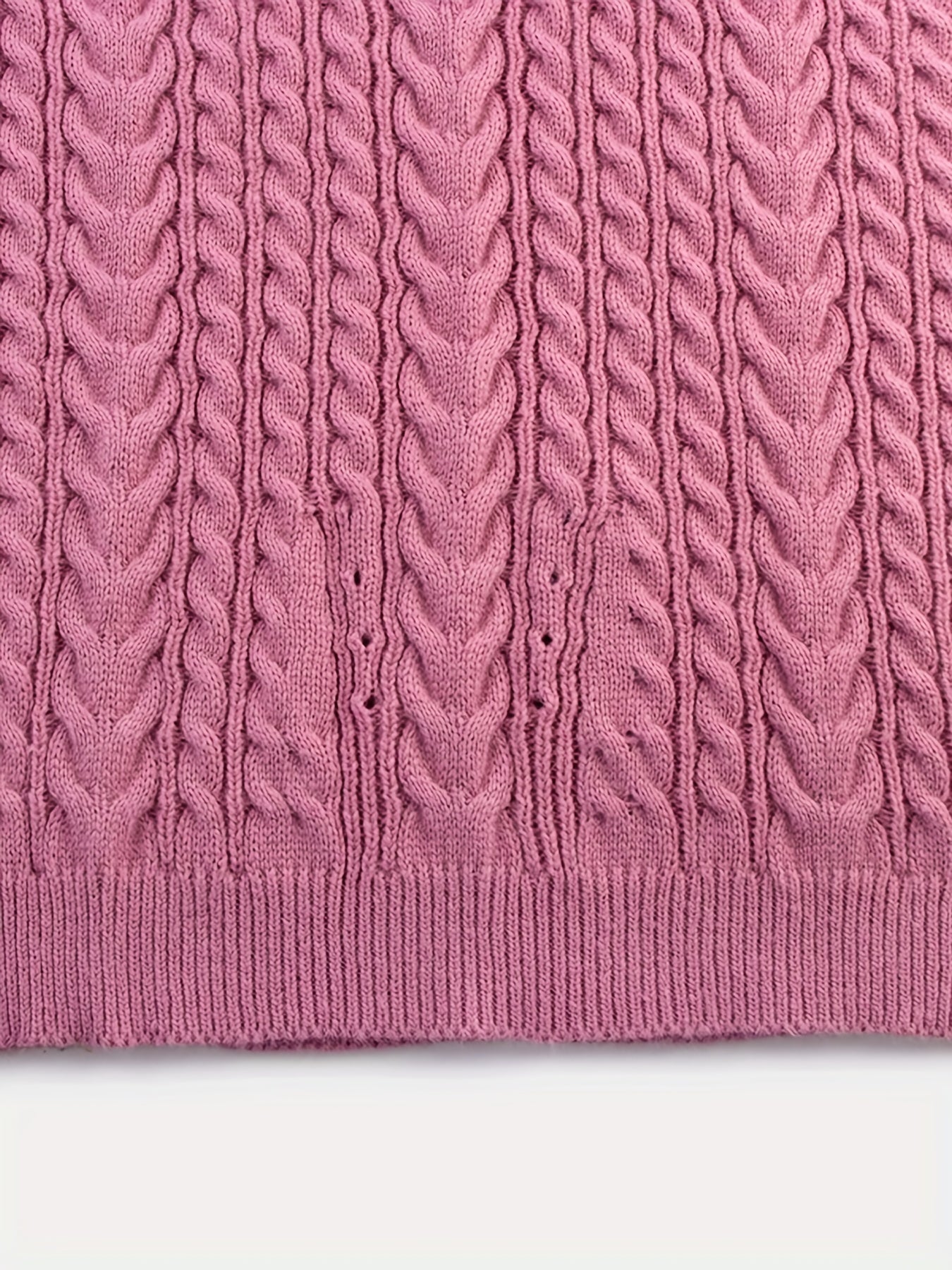  Solid Jacquard Drop Shoulder V Neck Sweater