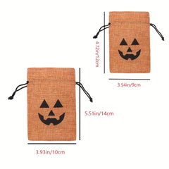 6 Pcs Pumpkin Devil Candy Storage Bags Halloween Drawstring