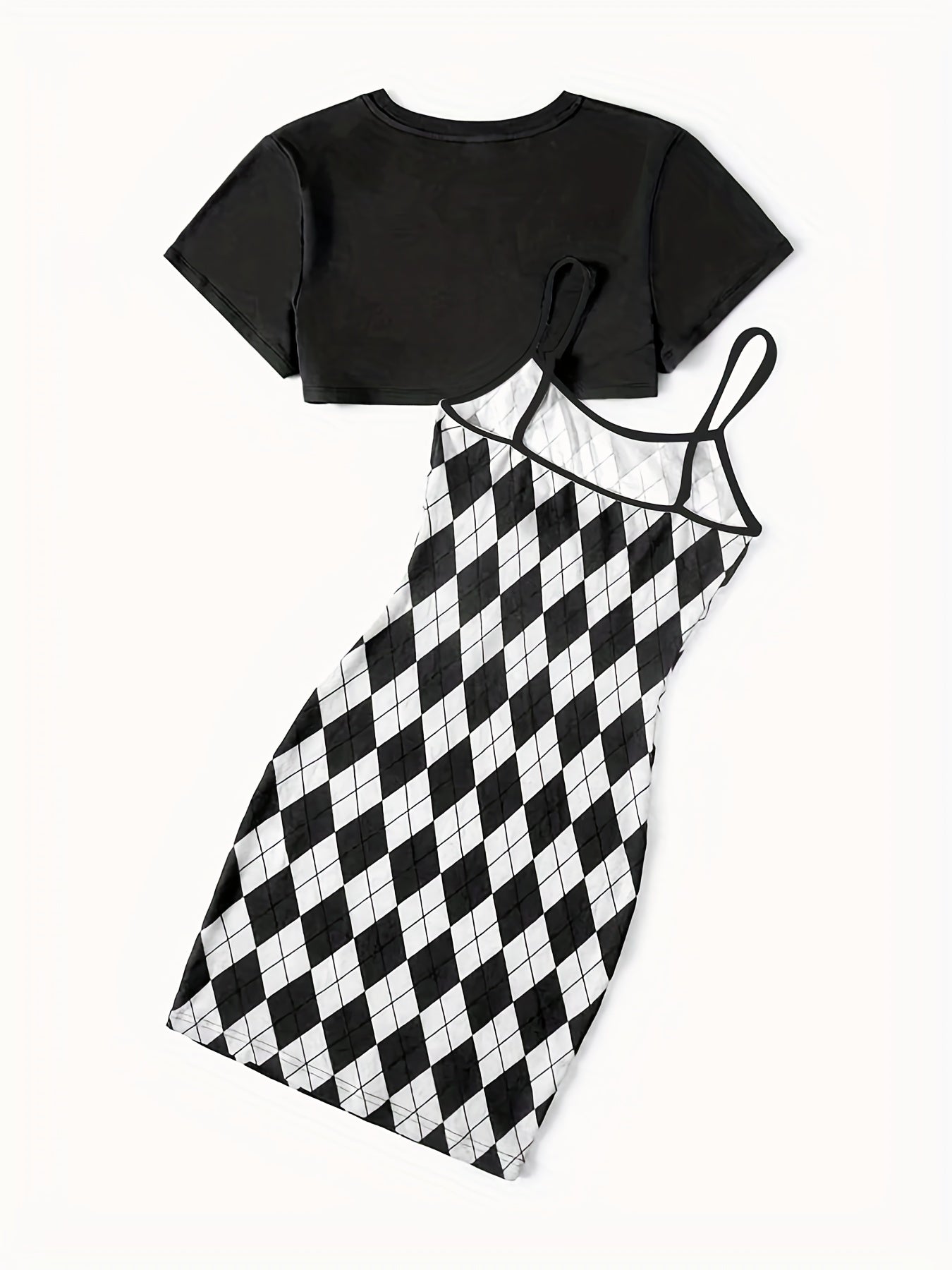 Argyle Cami Dress & Crop Tee Set