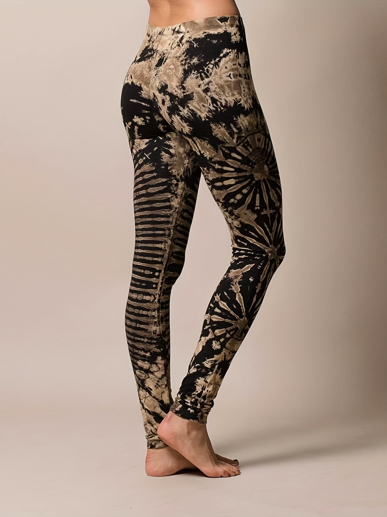  Retro Leggings Women's Plus Tie Dye Elastic High Rise Leggings