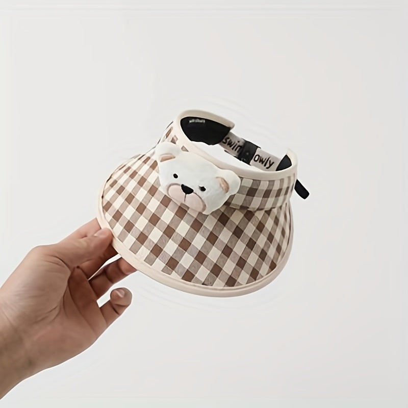 Large Brim Grid Children's Hat Baby Sunshade Cap UV Protection
