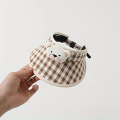 Large Brim Grid Children's Hat Baby Sunshade Cap UV Protection