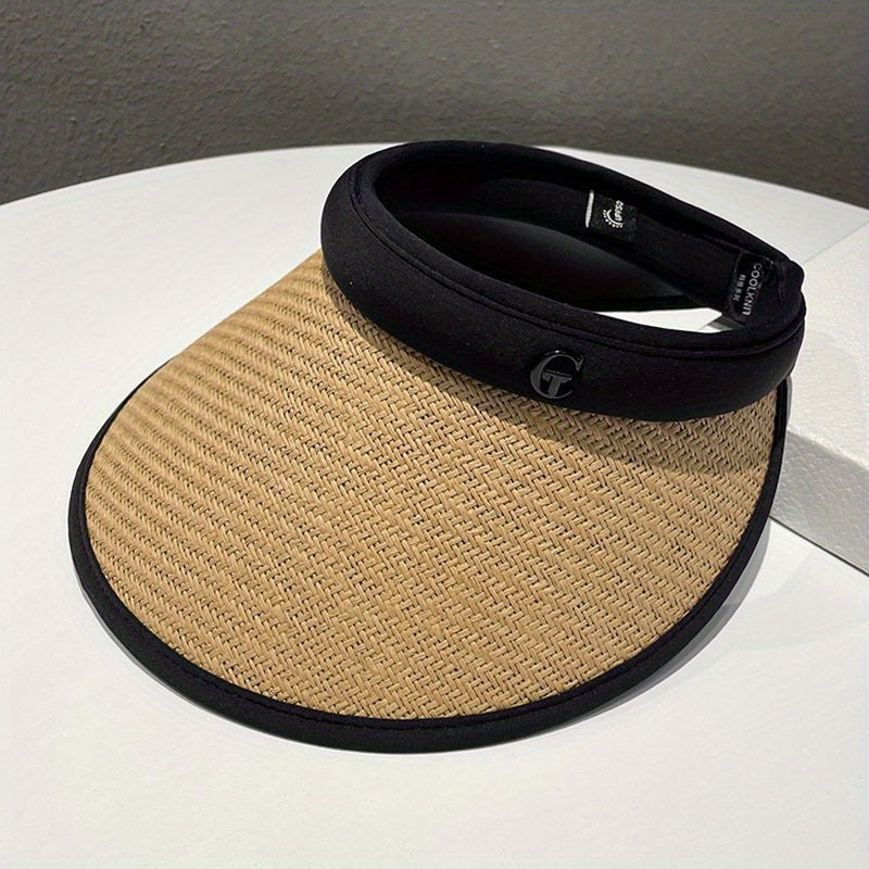 Breathable Sunscreen Ponytail Straw Hats UV Protection Sun Hat For Women