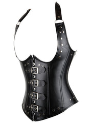  Punk Shapewear PU Leather Halter Underbust Corset