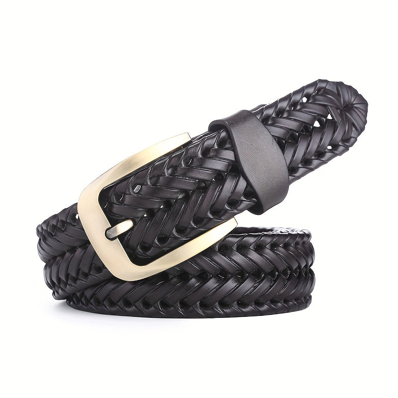 Woven Cowhide Belt Leather Belt Men's And Women's Jeans Sense Belt