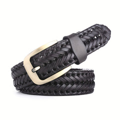 Woven Cowhide Belt Leather Belt Men's And Women's Jeans Sense Belt