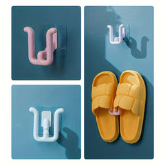 Bathroom Wall-mounted Slipper Drain Rack with Hooks
