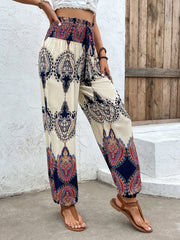 Tribal Print Elastic Waist Pants for Women