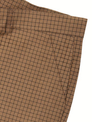 Men's Plaid Print Cotton Trousers Business Casual Suit Pants