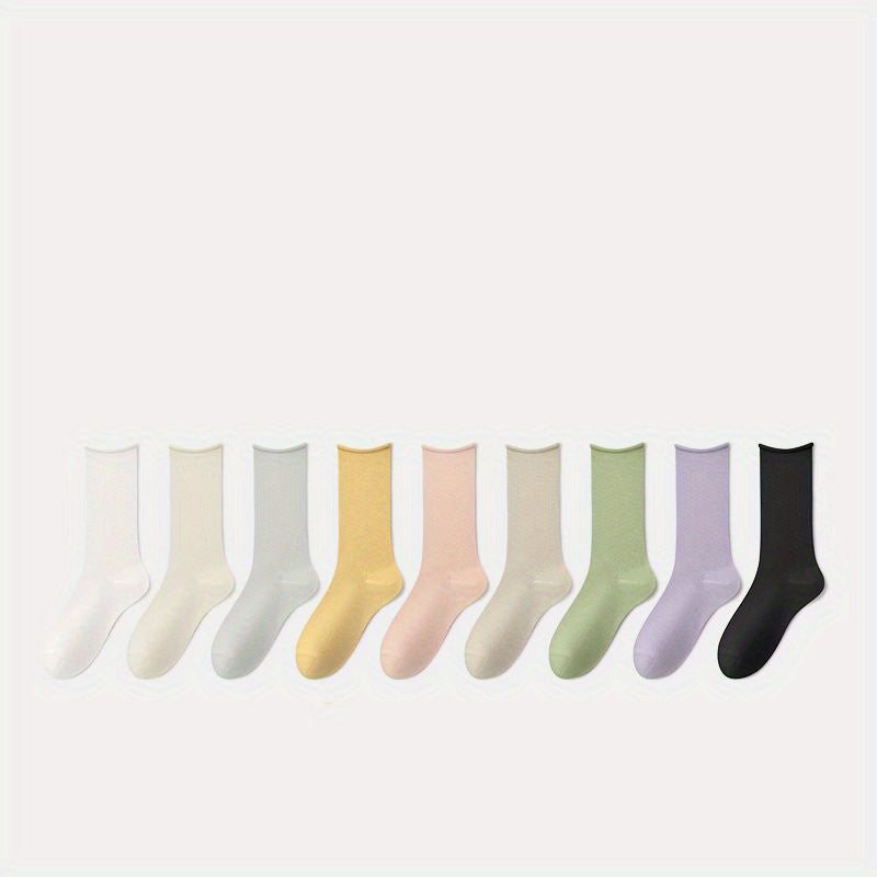 8 Pairs Mid Tube Solid Socks for Women