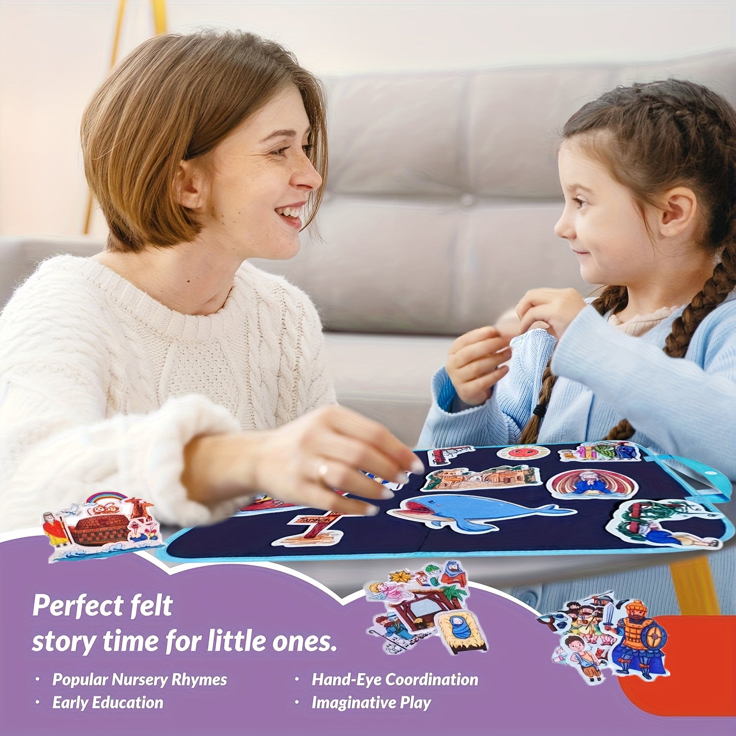 Interactive Learning Felt Story Board Set - Bible Theme Church & Home