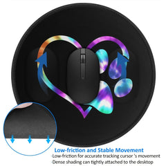 Galaxy Paw & Heart Pattern Round Mouse Pad Non Slip Rubber Base Mousepad