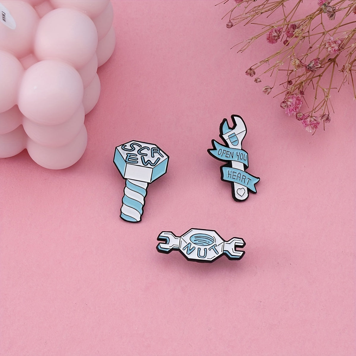 Cartoon Wrench Screws Bolt Tool Model Brooch