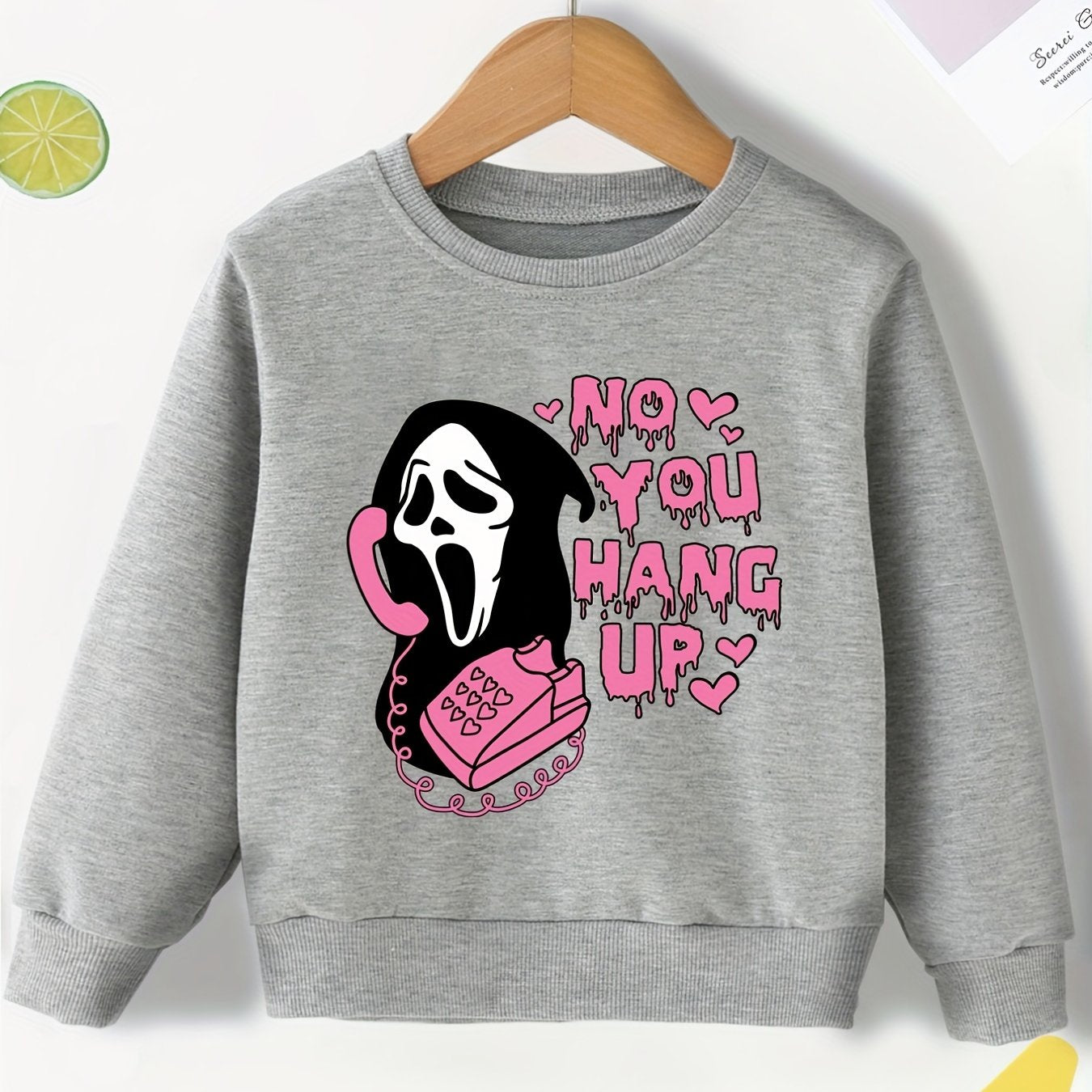 Alphabet Ghost Print Halloween Long Sleeve Sweatshirt