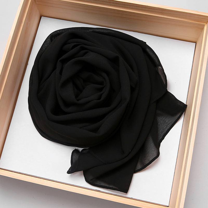Solid Chiffon Hijab Scarf Women's Long Shawl Lightweight Hair Wrap