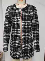 Plaid Open Front Jacket Long Sleeve for Fall