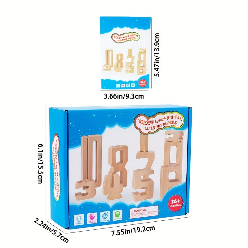 Wood Number Blocks 1-10 Math Learning Toy - Holiday Gift