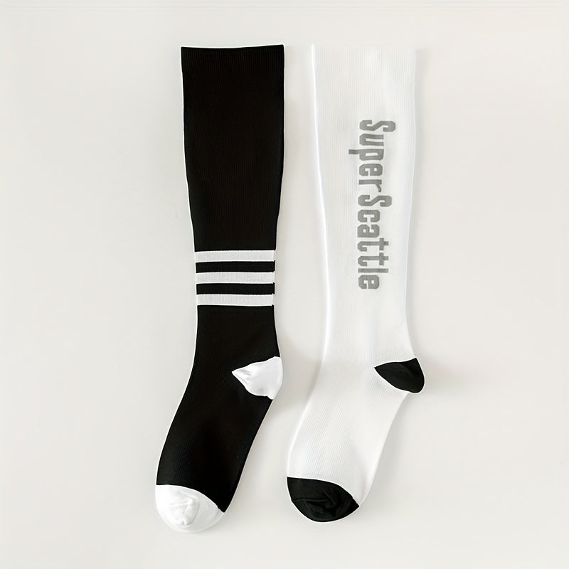 8 Pairs Letter Print Calf Socks All-match Knee High Socks Women Stockings