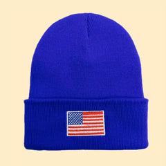 American Flag Embroidered Knitted Hat for Men and Women