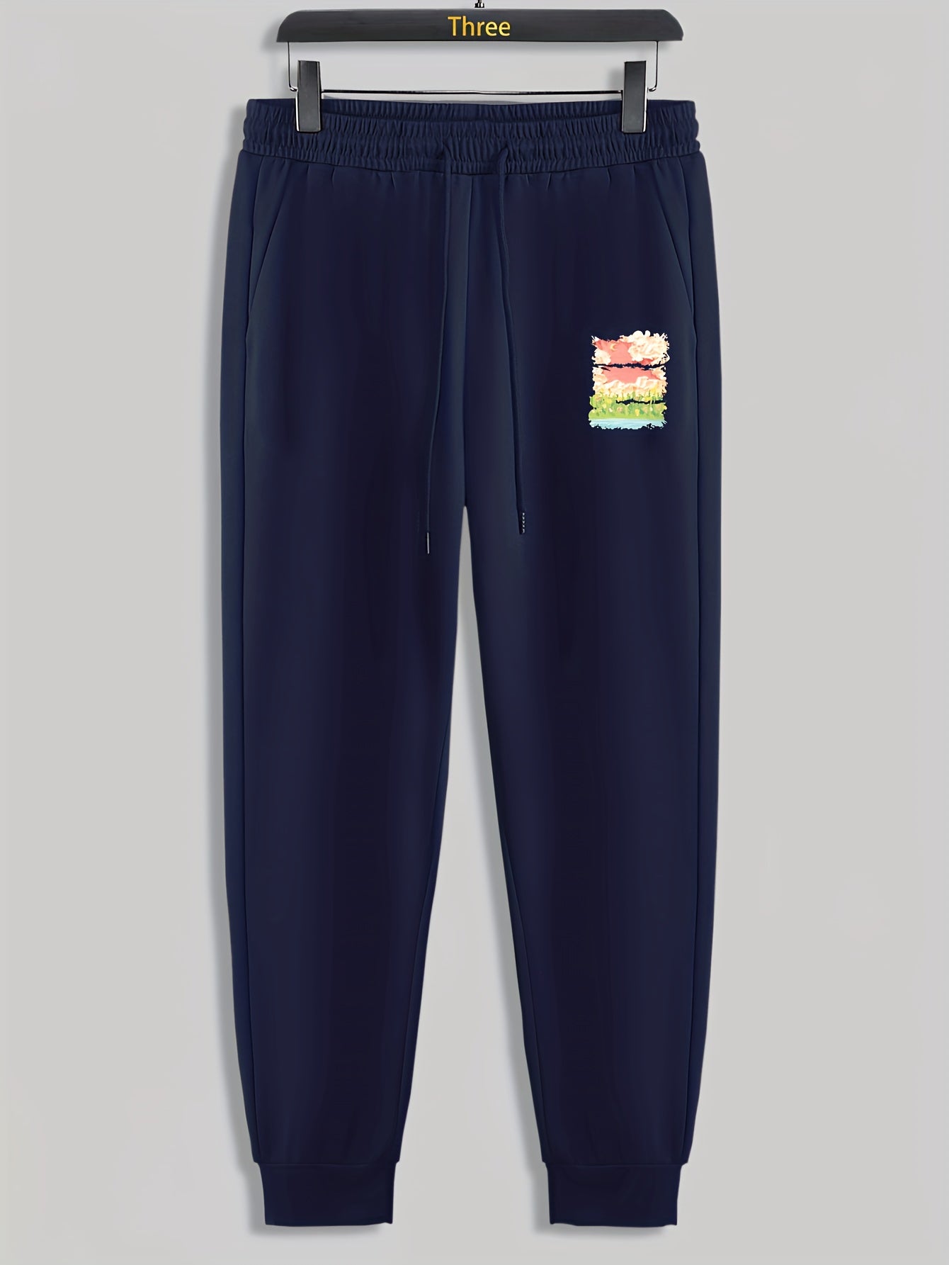 Landscape Painting Print Men's Pants Drawstring Sweatpants Casual Trousers