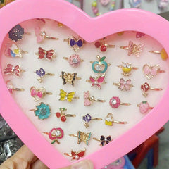 5pcs Children's Adjustable Diamond Alloy Ring